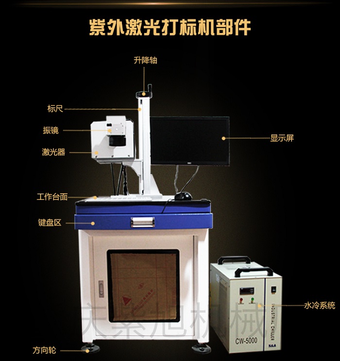 紫外激光打標(biāo)機在PVD層黑色平板白色標(biāo)刻