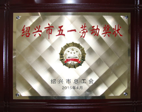 公司榮獲“紹興市五一勞動(dòng)獎(jiǎng)狀”