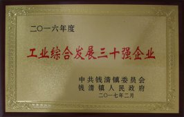 公司獲錢清鎮(zhèn)“工業(yè)綜合發(fā)展三十強企業(yè)”榮譽稱號